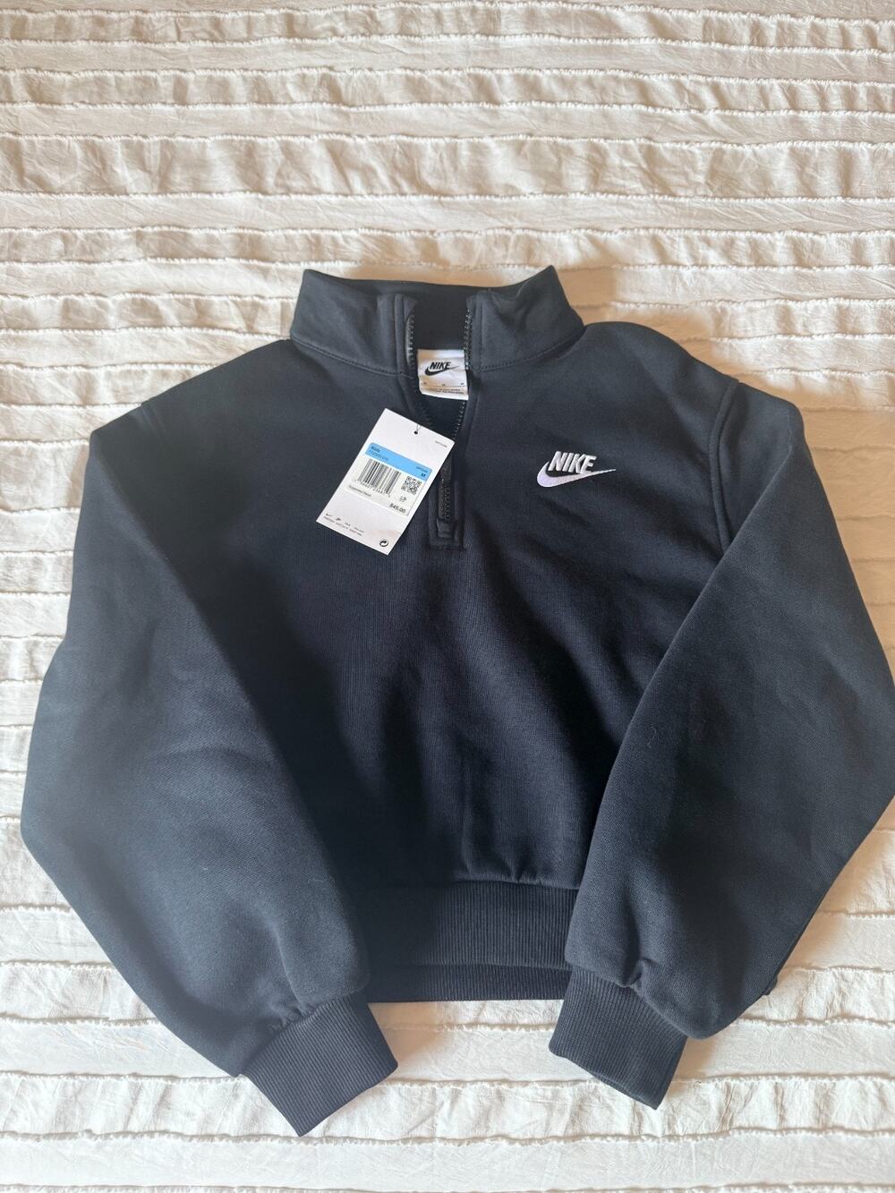 Nike Sportswear Club Fleece Kids M Black 1/2 Zip Pullover Sweatshirt NWT FD2930